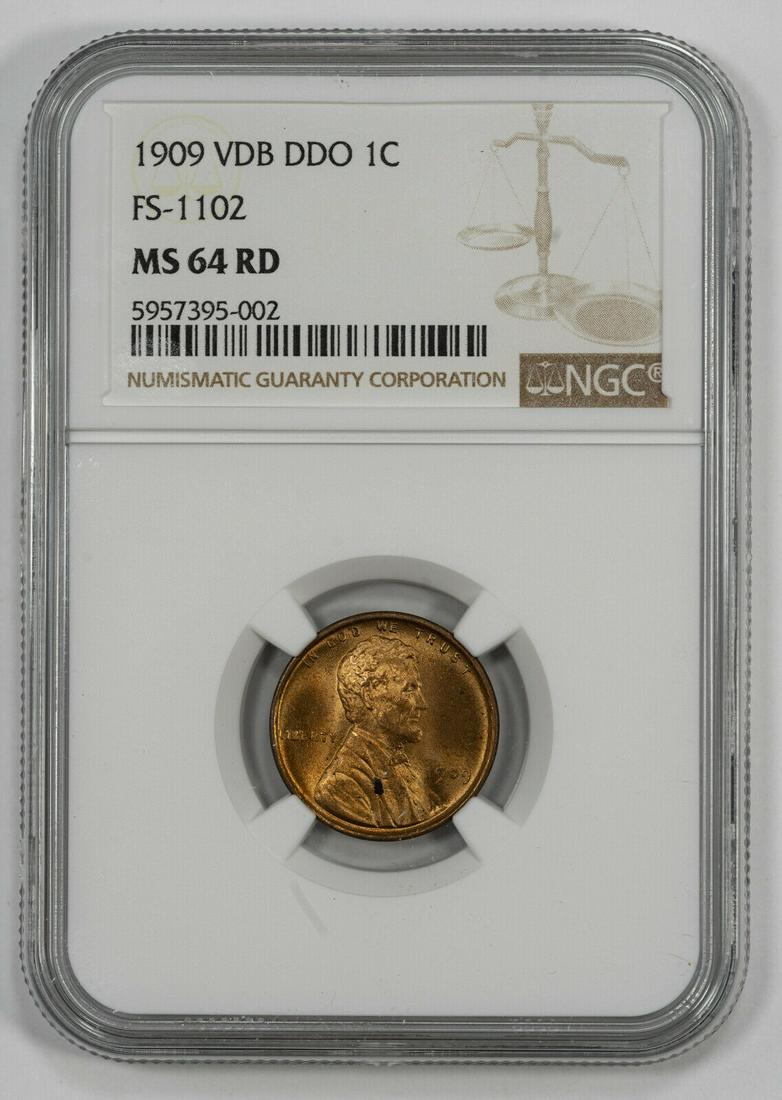 1909 DDO VDB LINCOLN WHEAT CENT 1C DDO FS-1 102 NGC MS 64 RED MINT STATE UNC: 1909 DDO VDB LINCOLN WHEAT CENT 1C DDO FS-1 102 NGC MS 64 RED MINT STATE UNC Certification: NGC Composition: Copper Grade: MS-64 Year: 1909 Circulated/Uncirculated: Uncirculated Strike Type: MS Mint L
