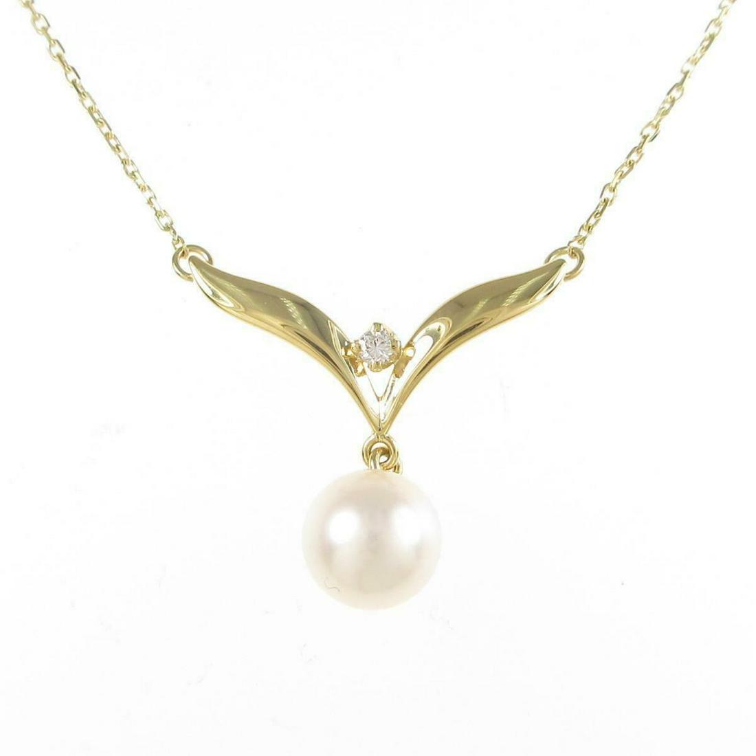 Mikimoto Akoya Pearl Necklace: Mikimoto Akoya Pearl Necklace Brand: MIKIMOTO Style: Necklace Material: K18YG Gender: Ladies Size: 42cm Accessories: No case Main Stone: Akoya Pearl 7.30mm Actualsize: Pendant:22.4 (H) mm x 16.2mm (W)