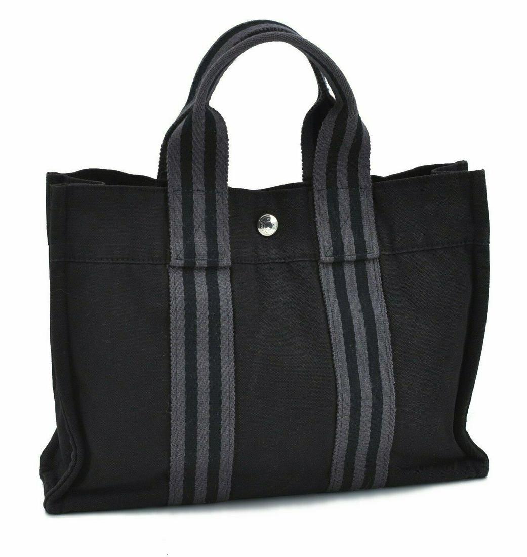 HERMES Fourre Tout PM Hand Tote Bag Black Gray: HERMES Fourre Tout PM Hand Tote Bag Black Gray Brand: HERMES Country/Region Of Manufacture: France Bag Length: 11.8inches (30cm) Bag Height: 8.7inches (22cm) Bag Depth: 3.1inches (8cm) Handle Drop: 3.