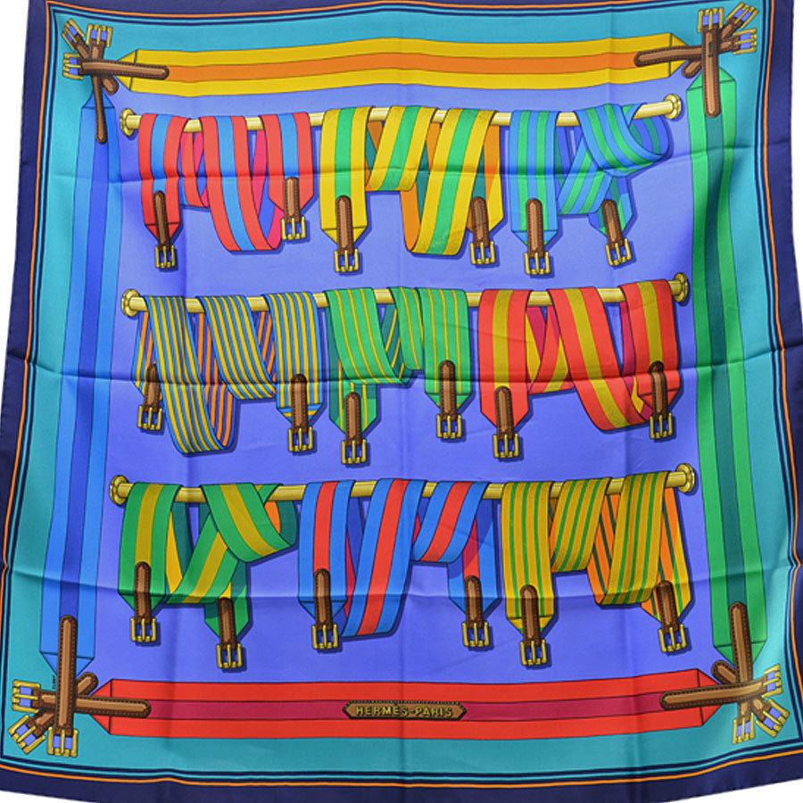 Hermes HERMES Scarf Carre 90 Les Sangles Belt J.METZ Purple Navy Green Multi Silk Ladies: Hermes HERMES Scarf Carre 90 Les Sangles Belt J.METZ Purple Navy Green Multi Silk Ladies Brand: Hermes Type: Scarf Gender: Women Color: Green Multi-color Navy Purple Material: Silk100% Silk: 100% Size