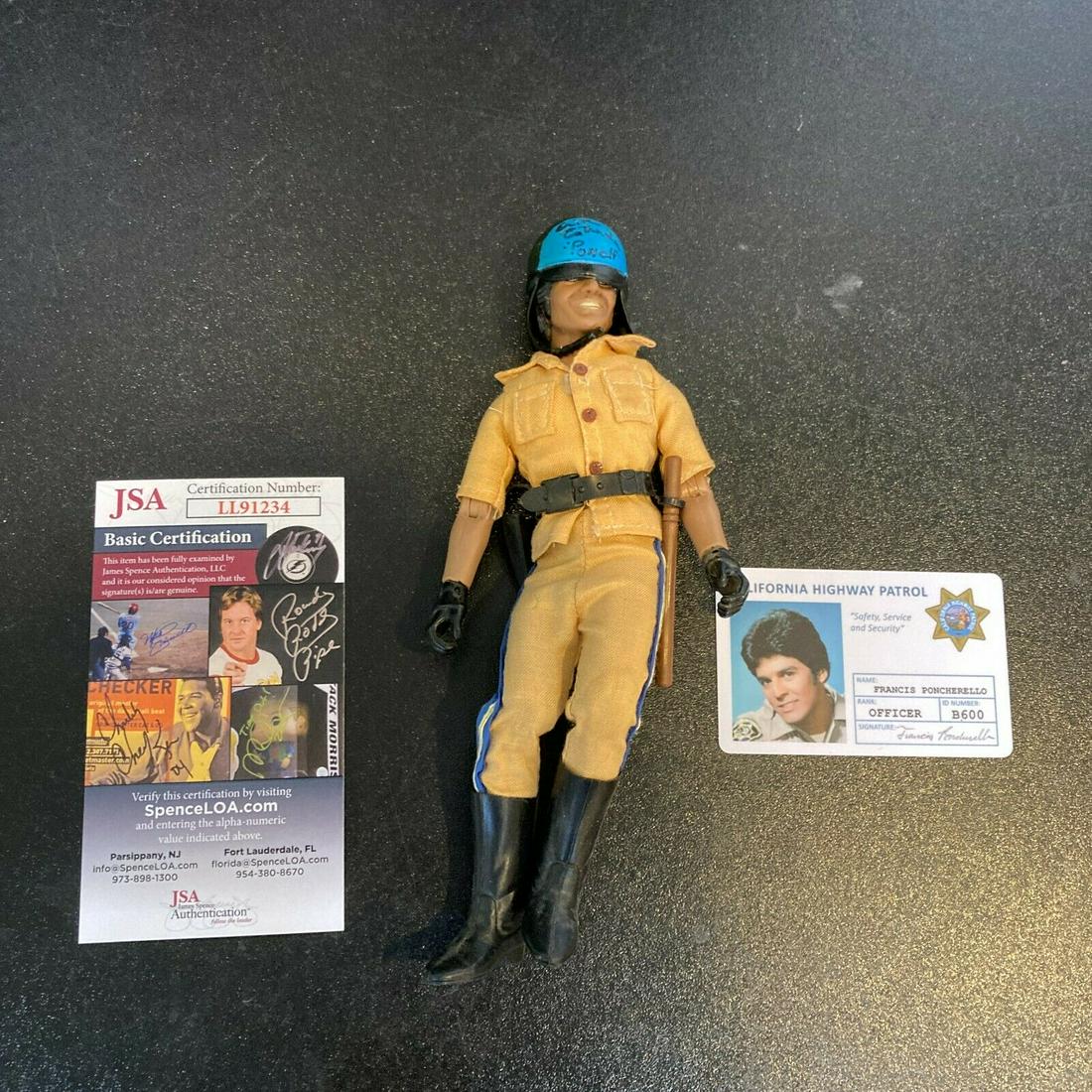 Erik Estrada Signed Vintage 1970's Chip's Ponch Action Figure JSA: Erik Estrada Signed Vintage 1970's Chip's Ponch Action Figure JSA Autograph Authentication: James Spence (JSA) Signed: Yes Industry: Movies Original/Reproduction: Original Pre-Owned PLEASE NOTE: Frame