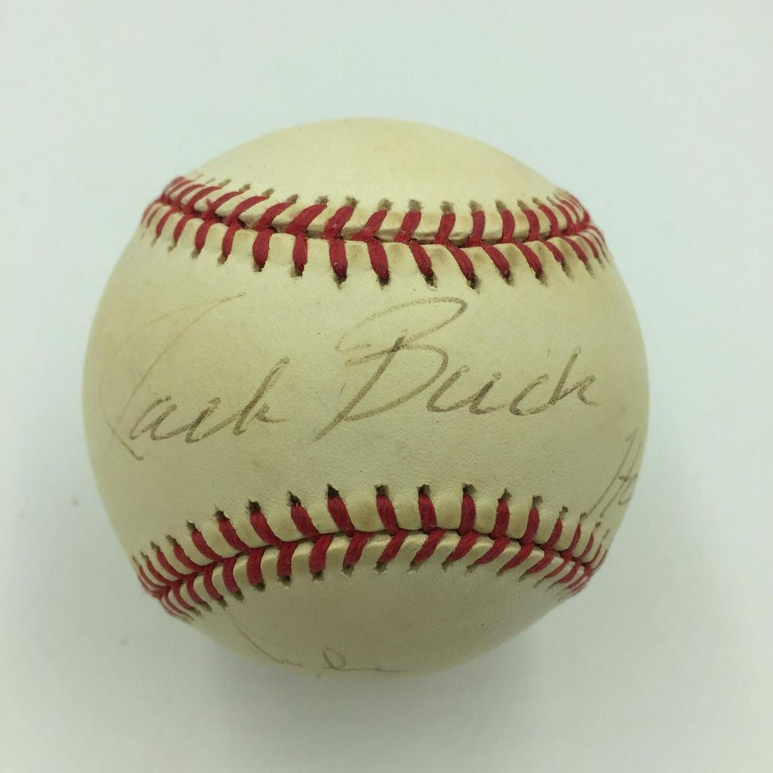 Jack Buck "HOF 1987" Joe Buck Tim Mccarver Mike Shannon Signed Baseball JSA: Jack Buck "HOF 1987" Joe Buck Tim Mccarver Mike Shannon Signed Baseball JSA Autograph Authentication: James Spence (JSA) Product: Ball Original/Reprint: Original Sport: Baseball-MLB Pre-Owned PLEASE N