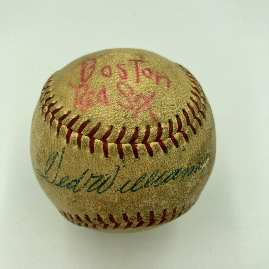 Ted Williams Signed Game Used 1959 American League Harridge Baseball JSA: Ted Williams Signed Game Used 1959 American League Harridge Baseball JSA Sport: Baseball-MLB Player: Ted Williams Autograph Authentication: James Spence (JSA) Original/Reprint: Original Product: Ball 