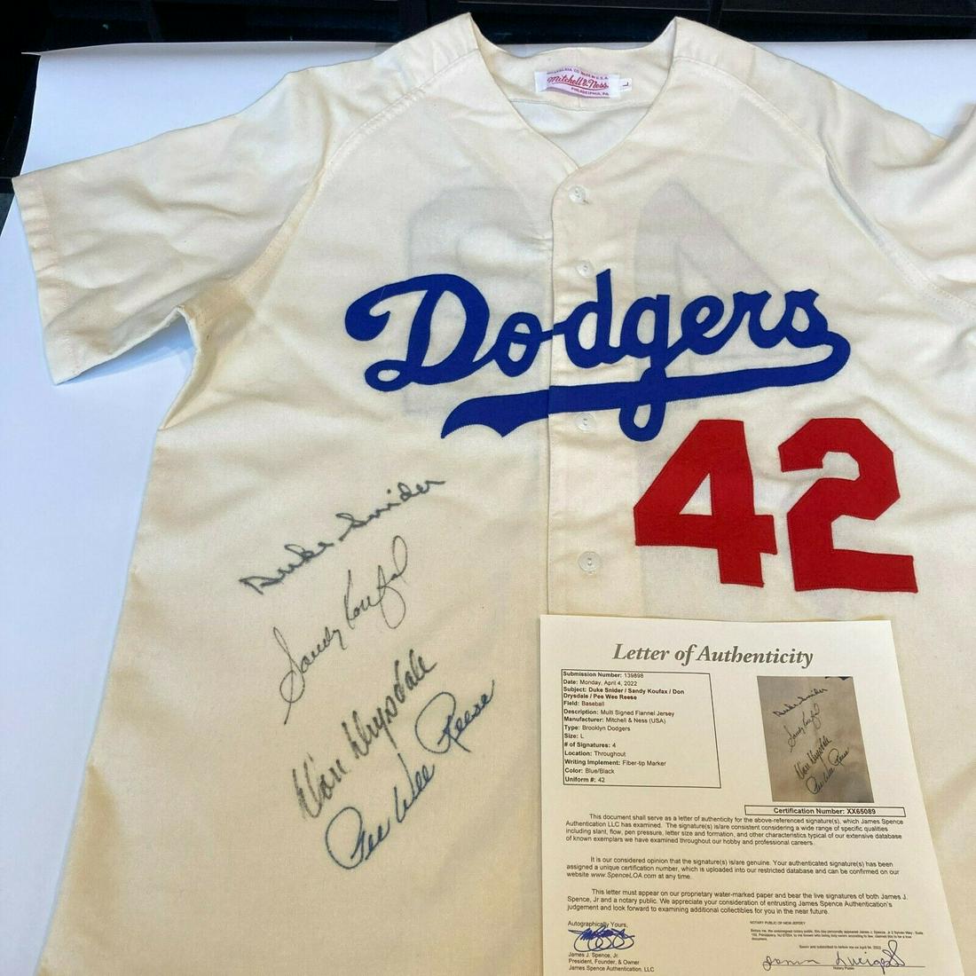 Sandy Koufax Don Drysdale Signed Jackie Robinson Brooklyn Dodgers Jersey JSA: Sandy Koufax Don Drysdale Signed Jackie Robinson Brooklyn Dodgers Jersey JSA Product: Jersey Sport: Baseball-MLB Autograph Authentication: James Spence Authentication (JSA) Team: Brooklyn Dodgers Play