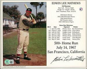 Braves Edwin Lee Mathews Signed 8x10 Photo Autographed BAS: Braves Edwin Lee Mathews Signed 8x10 Photo Autographed BAS Sport: Baseball-MLB Product: Photo Original/Reprint: Original Player: Edwin Lee Mathews Autograph Authentication: Beckett Team: Milwaukee Bra