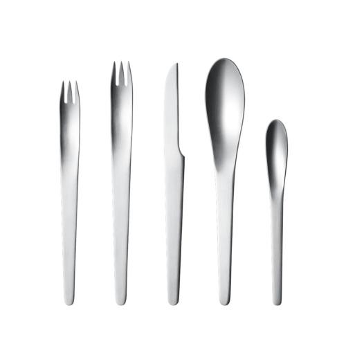 Arne Jacobsen by Georg Jensen Stainless Steel Place Setting 5 Piece - New: Arne Jacobsen by Georg Jensen Stainless Steel Place Setting 5 Piece - New Material: Stainless Steel Type: Set Brand: Georg Jensen The absolute minimalism and simplicity of this striking stainless stee