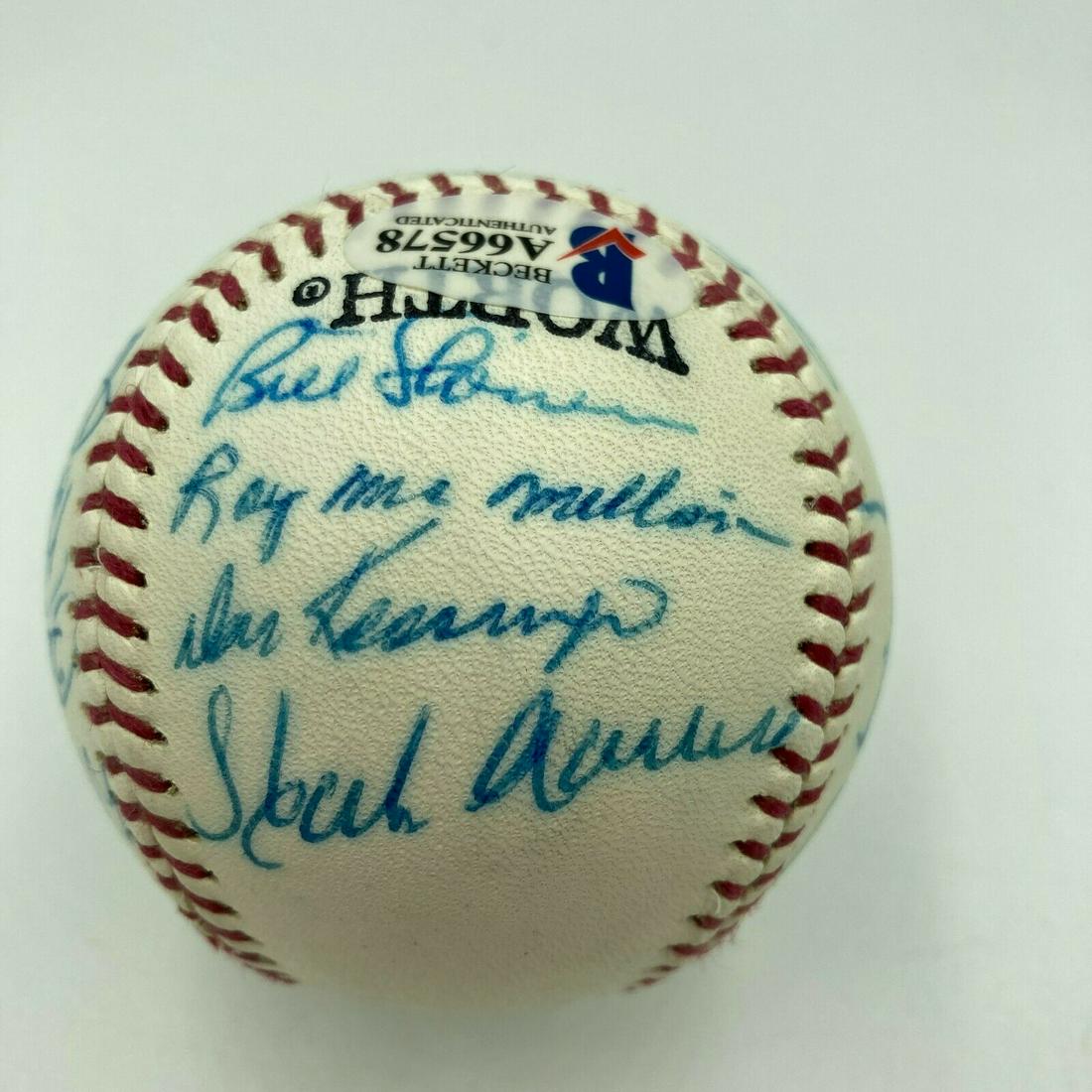 Hank Aaron HOF Multi Signed Cracker Jack Old Timers Game Baseball Beckett COA: Hank Aaron HOF Multi Signed Cracker Jack Old Timers Game Baseball Beckett COA Product: Ball Sport: Baseball-MLB Autograph Authentication: Beckett Authentication Services (BAS) Original/Reprint: Origin