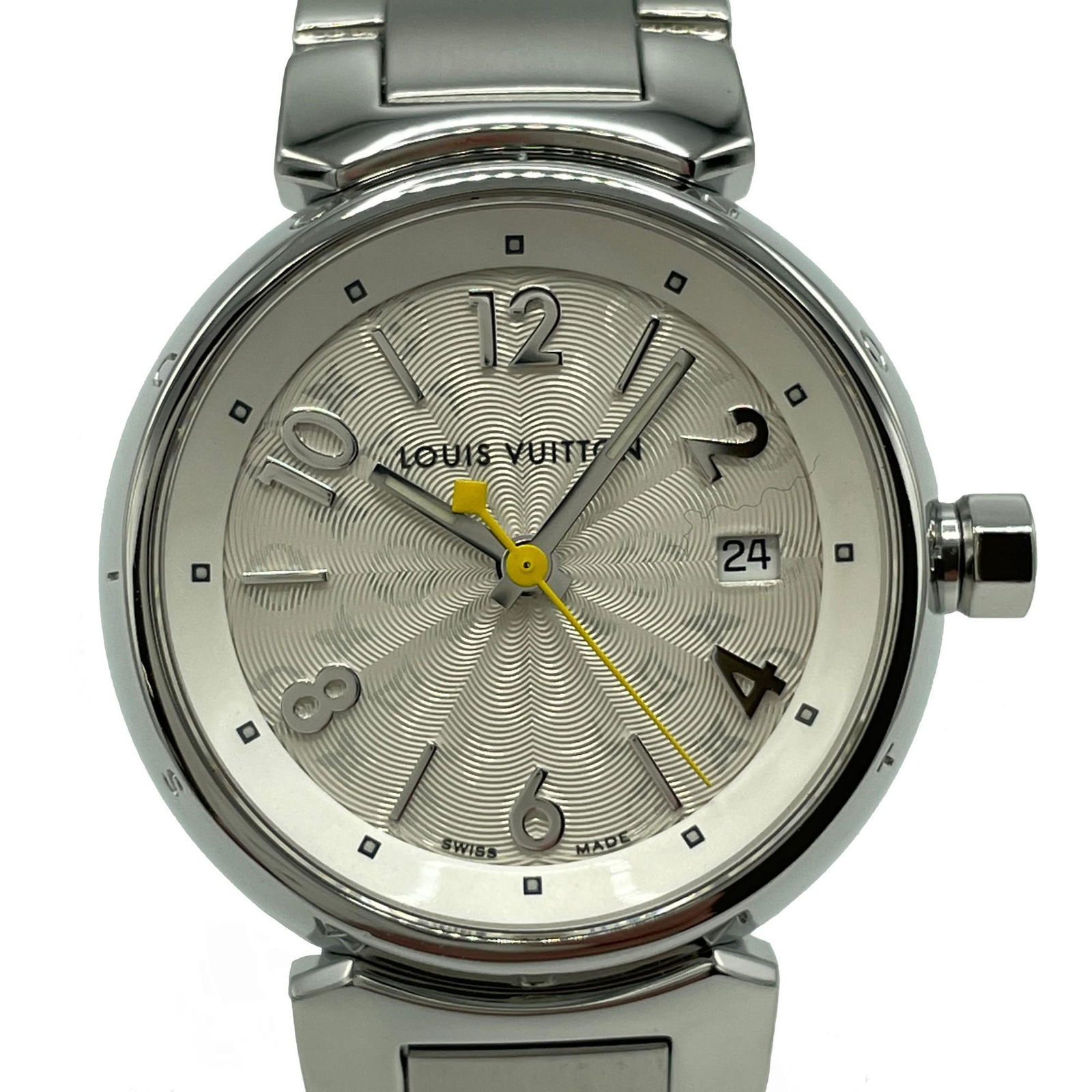 LOUIS VUITTON Tambour watch Q121K box: LOUIS VUITTON Tambour watch Q121K box Functions: Date Water Resistant: Yes Case Diameter: 22.5mm / 0.89 Wrist Size: 17cm / 6.69 Band Width: 14mm / 0.55 Brand: Louis Vuitton Line: Tambour Gender: Women