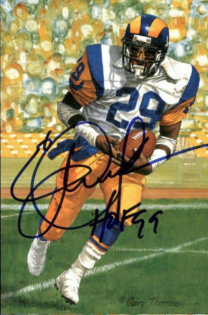 Eric Dickerson HOF Rams Signed/Inscribed Goal Line Art GLAC Postcard JSA 167068: Eric Dickerson HOF Rams Signed/Inscribed Goal Line Art GLAC Postcard JSA 167068 Sport: Football-NFL Product: Postcard Original/Reprint: Original Team: Los Angeles Rams Autograph Authentication: JSA Le