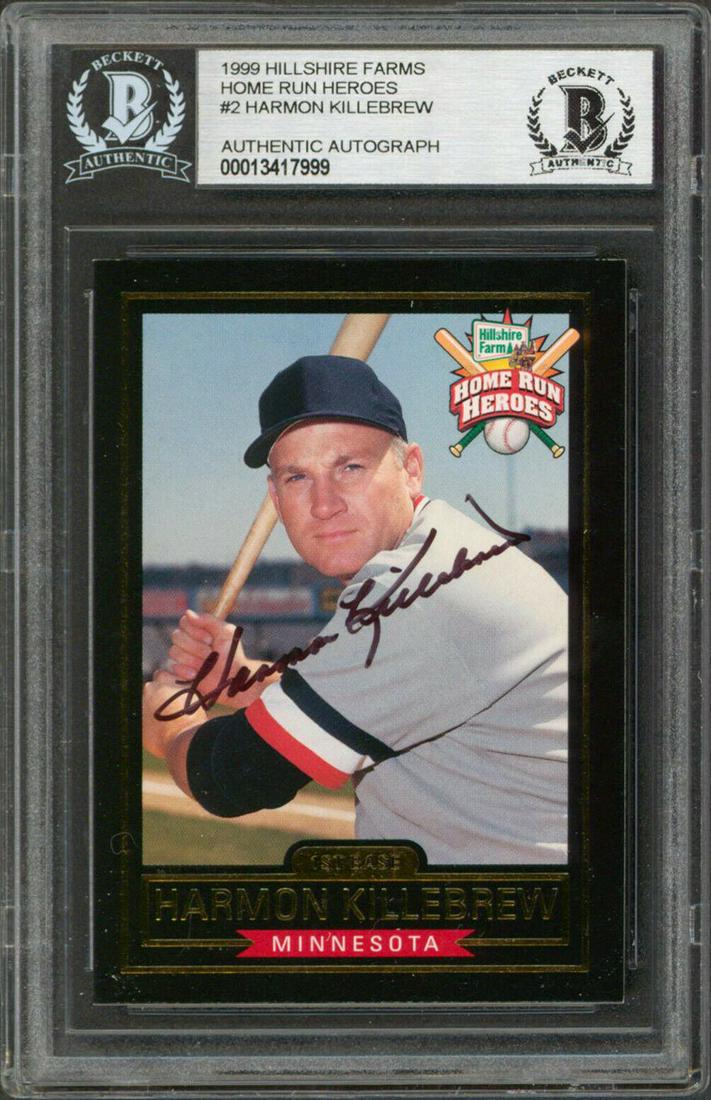 Twins Harmon Killebrew Signed 1999 Hillshire Farms HRH #2 Card BAS Slabbed: Twins Harmon Killebrew Signed 1999 Hillshire Farms HRH #2 Card BAS Slabbed Graded: No Sport: Baseball-MLB Team: Minnesota Twins League: MLB Certification Number: 13417999 Product Coa: Beckett Product 