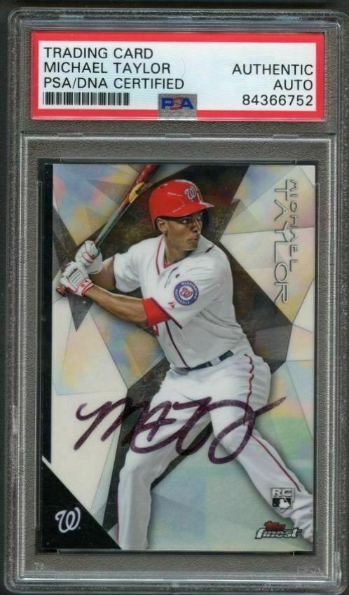 2015 Topps Finest #12 Michael Taylor Signed Rookie Card PSA Slabbed Auto RC Nati: 2015 Topps Finest #12 Michael Taylor Signed Rookie Card PSA Slabbed Auto RC Nati Graded: No Sport: Aikido Pre-Owned PLEASE NOTE: Framed Large or heavy Items do not have shipping costs included. The ex