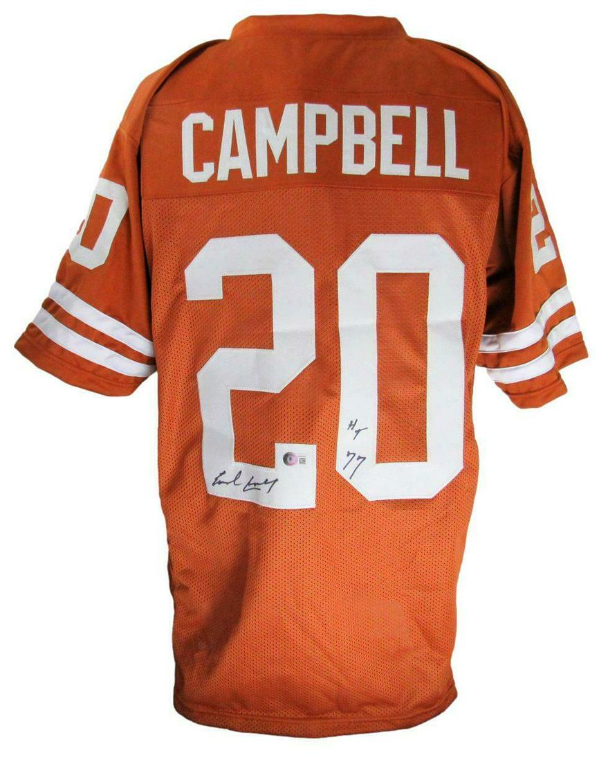 Earl Campbell Signed/Inscribed Texas Longhorns Custom Jersey Beckett 162386: Earl Campbell Signed/Inscribed Texas Longhorns Custom Jersey Beckett 162386 Sport: Football Product: Jersey Original/Reprint: Original Team: Texas Longhorns Autograph Authentication: BAS/Beckett Leagu
