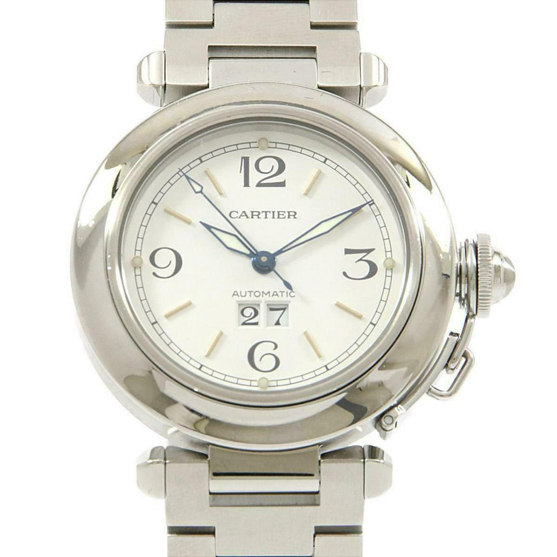 Cartier W31044M7 Pasha C Grande Date Automatic: Cartier W31044M7 Pasha C Grande Date Automatic Brand: Cartier Color: White - - Size: Case diameter 35mm Max Arm size: 19cm Additionalinfo: Automatic waterproof Type: Wristwatch B: Reasonable Wear and 