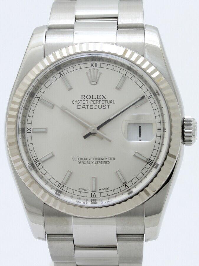 Rolex Oyster Perpetual Datejust 116234 Z Silver Dial K18 WG Men's Watch: Rolex Oyster Perpetual Datejust 116234 Z Silver Dial K18 WG Men's Watch Brand: Rolex Type: Wristwatch Pre-Owned The Mynt Guarantee: All items in this auction are guaranteed authentic and come with a 1