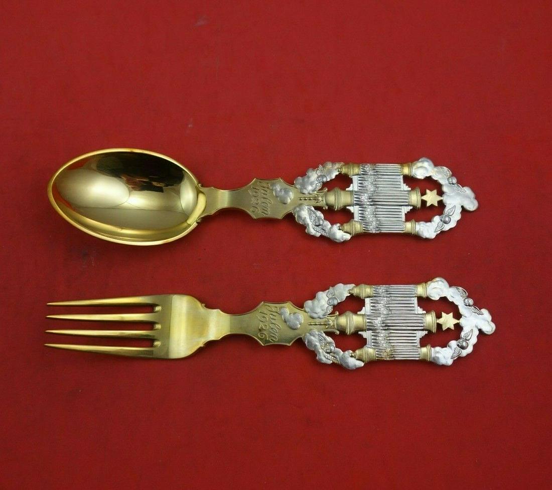 Christmas by A. Michelsen Sterling Silver Fork and Spoon Set 2pc 1926 Organ Pipe: Christmas by A. Michelsen Sterling Silver Fork and Spoon Set 2pc 1926 Organ Pipe Maker: A. Michelsen Composition: Sterling Silver Age: 1900-1940 Material: Silver Brand: A. Michelsen Pattern: Christmas