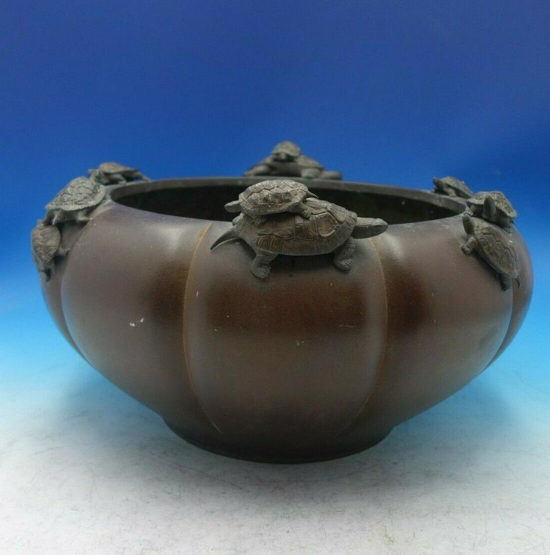 Bronze Planter Japanese Style with Applied Turtles 9 1/2" x 17": Bronze Planter Japanese Style with Applied Turtles 9 1/2" x 17" Type: Planter Outstanding japanese style bronze planter with applied turtles (maker unknown). This piece measures 9 1/2" tall x 17". It 