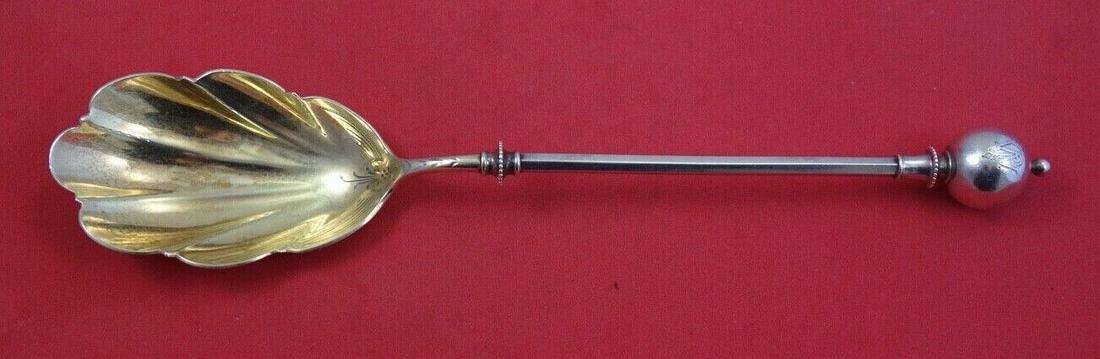 Ball End by George Sharp Sterling Silver Berry Spoon GW shell bowl 9 3/8": Ball End by George Sharp Sterling Silver Berry Spoon GW shell bowl 9 3/8" Maker: George Sharp Composition: Sterling Silver Brand: George Sharp Pattern: Ball End Type: Serving Spoon Ball end by george