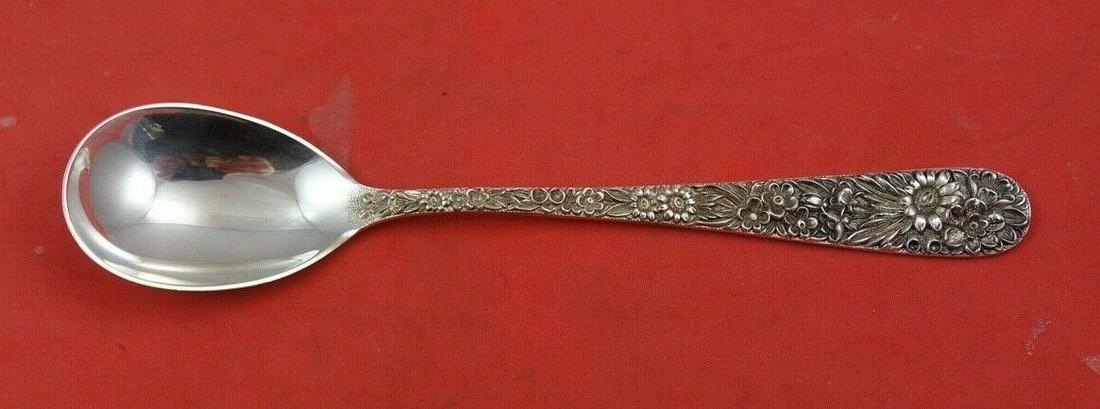 Repousse by Kirk Sterling Silver Olive Spoon solid original 5 3/8": Repousse by Kirk Sterling Silver Olive Spoon solid original 5 3/8" Maker: Kirk Featured Refinements: Heirloom Sterling Silver Composition: Sterling Silver Brand: Kirk Pattern: Repousse Type: Serving S