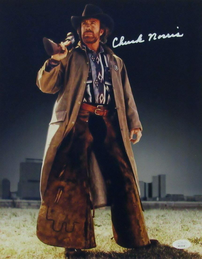 Chuck Norris Autographed 11x14 Photo Walker Texas Ranger JSA: Chuck Norris Autographed 11x14 Photo Walker Texas Ranger JSA Industry: Movies Original/Reproduction: Original Autograph Authentication: JSA Pre-Owned PLEASE NOTE: Framed Large or heavy Items do not ha