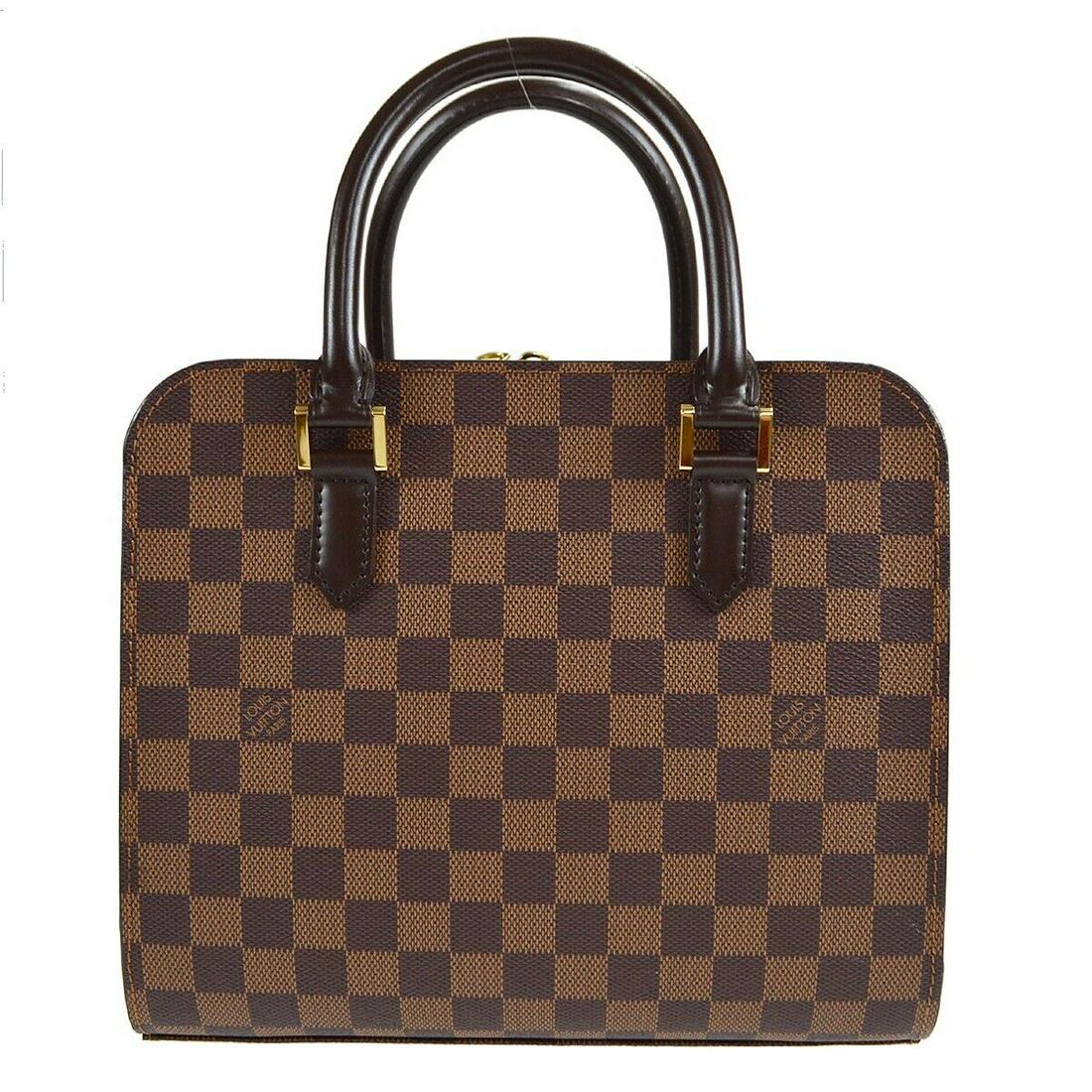 LOUIS VUITTON TRIANA HANDBAG PURSE DAMIER CANVAS EBENE N51155 VI0999: LOUIS VUITTON TRIANA HANDBAG PURSE DAMIER CANVAS EBENE N51155 VI0999 Brand: Louis Vuitton Occasion: Casual Decade: 1990s Color: Ebene Style: Hobo Material: Damier canvas Gender: Adult Unisex Outside C