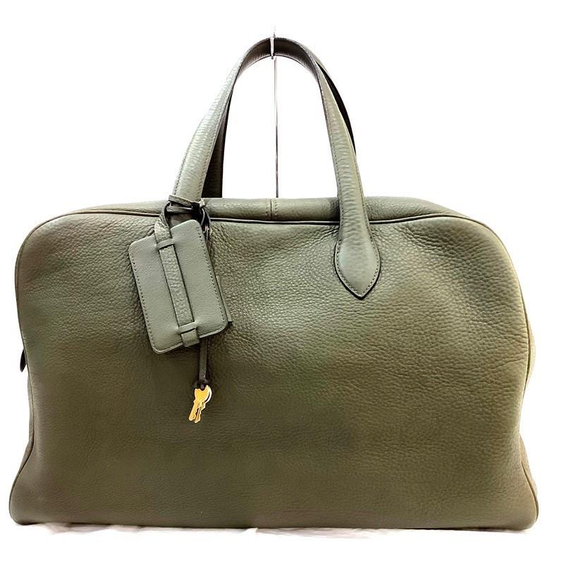 Hermes (HERMES) Victoria 43 # D engraved Taurillon Clemence canopy moss green Boston bag travel: Hermes (HERMES) Victoria 43 # D engraved Taurillon Clemence canopy moss green Boston bag travel excursion Brand: Hermes Line: Victoria Type: Boston bag Material: Taurillon clemence leather Taurillon c