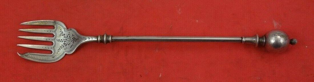 Ball End by George Sharp Sterling Sardine Fork brite-cut 5-tine 6": Ball End by George Sharp Sterling Sardine Fork brite-cut 5-tine 6" Maker: George Sharp Composition: Sterling Silver Brand: George Sharp Pattern: Ball End Type: Serving Fork Ball end by george sharp st