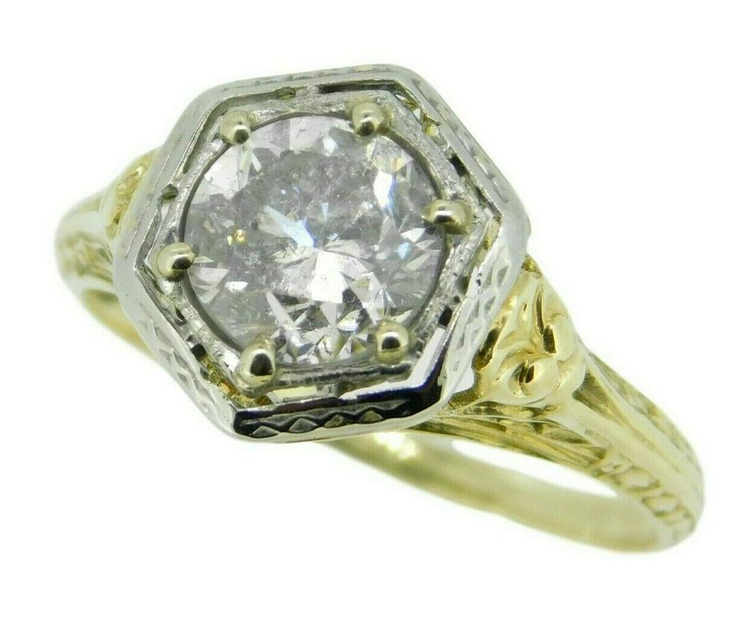 14k Yellow Gold 1.10 Carat Genuine Natural Diamond Filigree Ring (#J3673): 14k Yellow Gold 1.10 Carat Genuine Natural Diamond Filigree Ring (#J3673) Certification: GIA Metal: Mixed Metals Material: Metal Main Stone: Diamond Main Stone Creation: Natural Ring Size: 6.25 Brand: