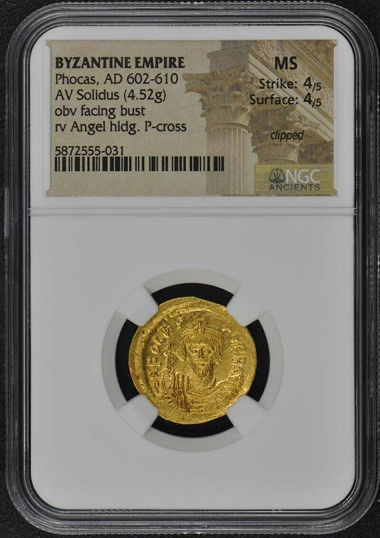 Phocas AD 602-610 BYZANTINE EMPIRE AV Solidus NGC MS60: Phocas AD 602-610 BYZANTINE EMPIRE AV Solidus NGC MS60 Certification: NGC Certification Number: 5872555031 Grade: MS60 Pre-Owned The MYNT Guarantee: All items in this auction are guaranteed to be 100%