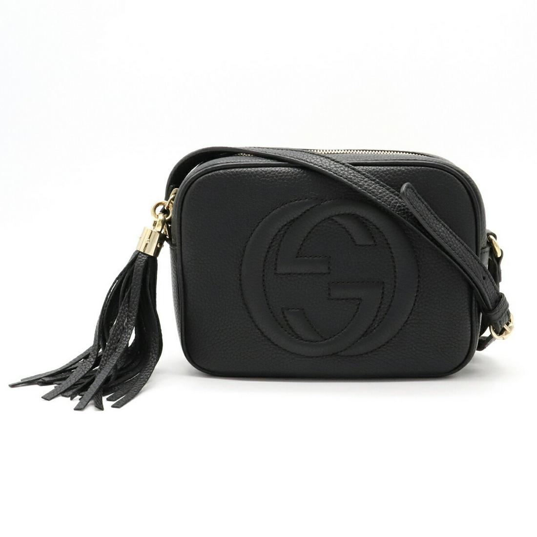GUCCI Gucci Soho Small Disco Tassel Shoulder Bag Pochette Leather Black 308364: GUCCI Gucci Soho Small Disco Tassel Shoulder Bag Pochette Leather Black 308364 Brand: Gucci Line: Soho Type: Pochette Shoulder bag Material: Leather Leather: Color: Black Size (HxWxD): 15.5cm x 20.5cm