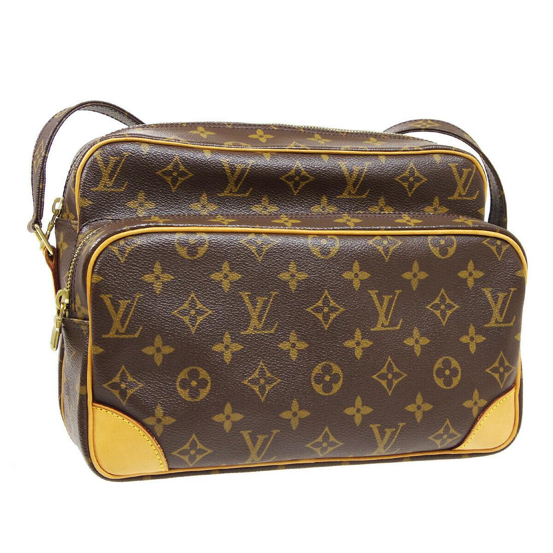 LOUIS VUITTON NILE CROSS BODY SHOULDER BAG AR1014 PURSE MONOGRAM M45244: LOUIS VUITTON NILE CROSS BODY SHOULDER BAG AR1014 PURSE MONOGRAM M45244 Features: Adjustable Strap Cross-Body Strap Pockets Handle Style: Crossbody Strap Pattern: Monogram Lining Material: Leather Bag