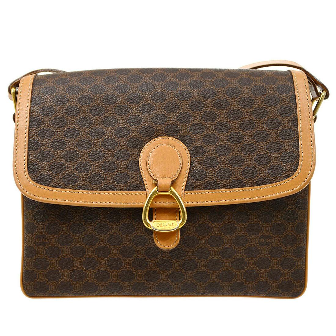 CELINE Macadam Pattern Cross Body Shoulder Bag M12 Brown PVC Leather: CELINE Macadam Pattern Cross Body Shoulder Bag M12 Brown PVC Leather Size: Medium Accents: Logo Model: Cross Body Style: Crossbody Handle Style: Crossbody Strap Bag Height: 7.5 Product Line: CELINE Ma