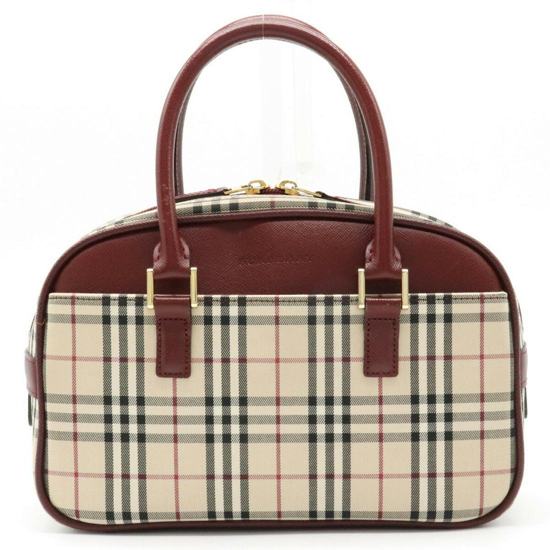 BURBERRY Burberry Nova Check Plaid Handbag Canvas Leather Beige Bordeaux Black: BURBERRY Burberry Nova Check Plaid Handbag Canvas Leather Beige Bordeaux Black Brand: Burberry Type: Handbag Material: Canvas Leather Canvas: Leather: Color: Black Bordeaux Beige Inner Pocket: Zipper