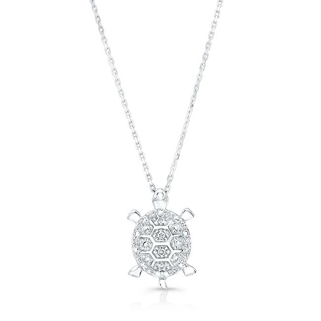 Diamond Turtle Pendant In 14k Yellow Gold (18-in Curb Chain) - (cloned): Diamond Turtle Pendant In 14k Yellow Gold (18-in Curb Chain) - (cloned) Adorable Diamond Turtle Pendant Accented With 0.07 Ctw Round Brilliant Diamonds Pave Set In 14 Karat Yellow Gold, Includes An 18