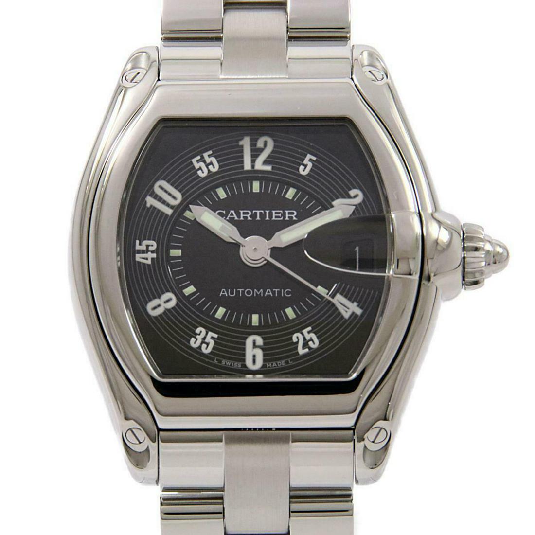 Cartier W62004V3 Roadster Automatic: Cartier W62004V3 Roadster Automatic Brand: Cartier Color: Black arabic - Size: Case diameter 36mm x 44mm Max Arm size: 18.5cm Additionalinfo: Automatic waterproof Type: Wristwatch AB: Very Good The My