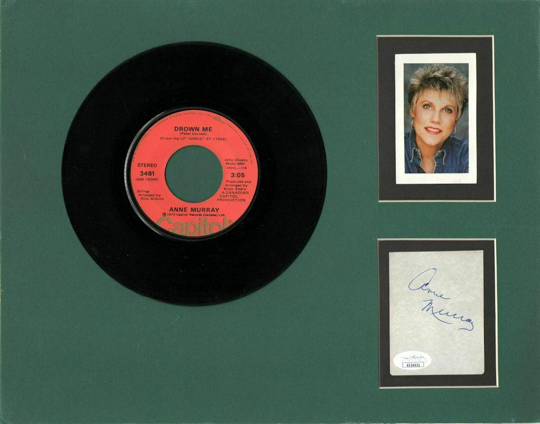 Anne Murray Signed Autographed 11X14 Matted Cut w/ "45 Record JSA: Anne Murray Signed Autographed 11X14 Matted Cut w/ "45 Record JSA Industry: Music Object Type: Card & Paper Original/Reproduction: Original Autograph Authentication: James Spence (JSA) Player: Anne Mu