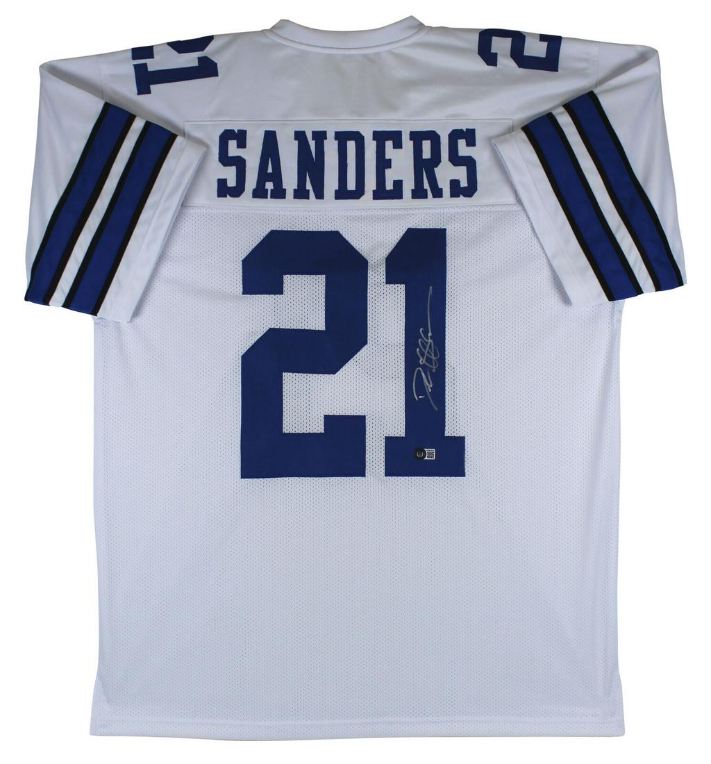 Deion Sanders Signed White Pro Style Jersey Autographed BAS: Deion Sanders Signed White Pro Style Jersey Autographed BAS Sport: Football-NFL Product: Jersey Original/Reprint: Original Player: Deion Sanders Team: Dallas Cowboys Autograph Authentication: Beckett 