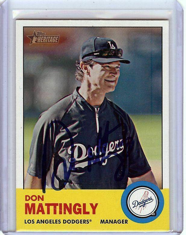 Don Mattingly 2012 Topps Heritage MGR Signed Autograph Dodgers #154 JSA: Don Mattingly 2012 Topps Heritage MGR Signed Autograph Dodgers #154 JSA Graded: No Sport: Baseball Player/Athlete: Don Mattingly Professional Grader: Seller Team: New York Yankees League: MLB Card Num