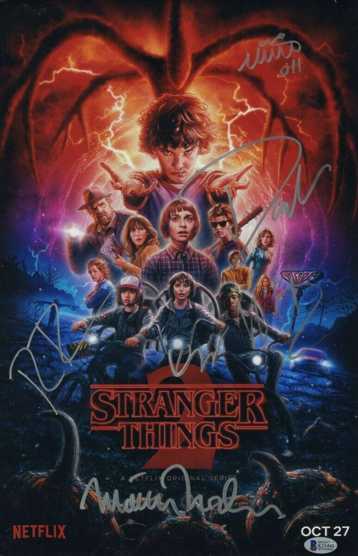 Stranger Things Cast Signed Autographed 11X17 Photo Wolfhard Brown BAS: Stranger Things Cast Signed Autographed 11X17 Photo Wolfhard Brown BAS Object Type: Photograph Industry: Television Original/Reproduction: Original Signed By: David HarbourMillie Bobby Brown Autograph