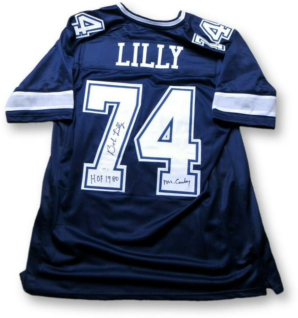 Bob Lilly Signed Autographed Jersey Cowboys "HOF 1980 Mr. Cowboy" PSA: Bob Lilly Signed Autographed Jersey Cowboys "HOF 1980 Mr. Cowboy" PSA Sport: Football-NFL Product: Jersey Original/Reprint: Original Player: Bob Lilly Team: Dallas Cowboys Autograph Authentication: Pr