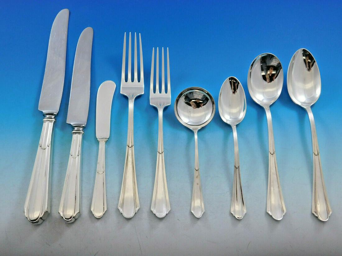 Duncan Phyfe by Frank Whiting Sterling Silver Flatware Set Service 75 pcs: Duncan Phyfe by Frank Whiting Sterling Silver Flatware Set Service 75 pcs Featured Refinements: Sterling Silver Service for 8 Age: 1900-1940 Brand: Frank M. Whiting Pattern: Duncan Phyfe Type: Flatwar
