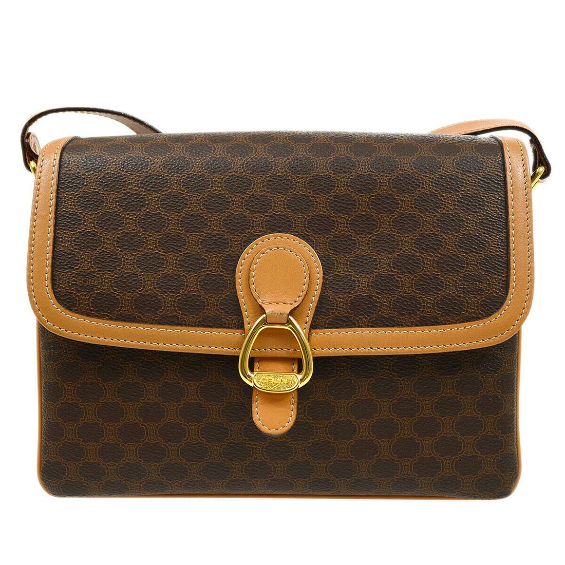 CELINE Macadam Pattern Cross Body Shoulder Bag M12 Purse Brown PVC Leather: CELINE Macadam Pattern Cross Body Shoulder Bag M12 Purse Brown PVC Leather Size: Medium Accents: Logo Model: Cross Body Style: Crossbody Handle Style: Crossbody Strap Bag Height: 7.5 Product Line: CEL