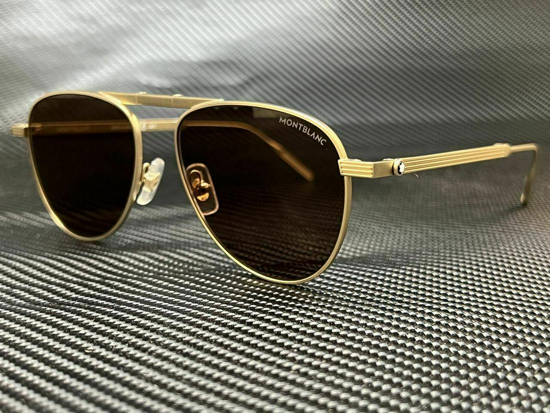 MONT BLANC MB0091S 002 Gold Pilot 54 mm Men's Folding Sunglasses: MONT BLANC MB0091S 002 Gold Pilot 54 mm Men's Folding Sunglasses Brand: Montblanc Frame Color: Gold Type: Sunglasses New The Mynt Guarantee: All items in this auction are guaranteed authentic and come