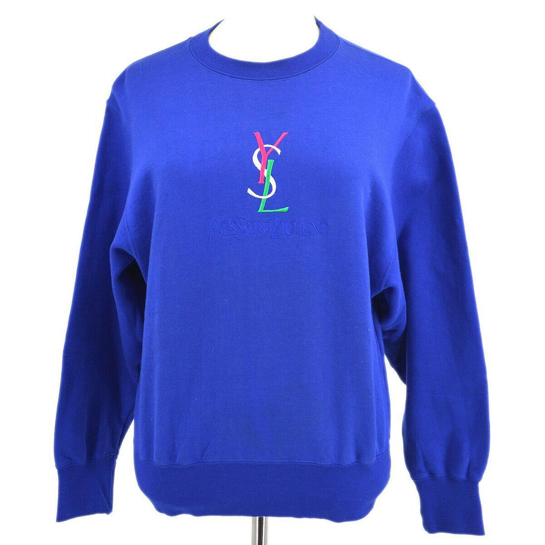 Yves Saint Laurent WFFS-501 Long Sleeve Tops Sweatshirt Blue #M Cotton: Yves Saint Laurent WFFS-501 Long Sleeve Tops Sweatshirt Blue #M Cotton Brand: Saint Laurent Size Type: Regular Type: Sweatshirt Sleeve Length: Long Sleeve Closure: Pullover Neckline: Crew Neck Size: M