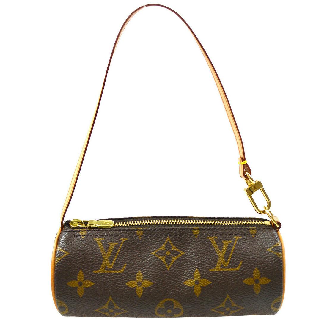 LOUIS VUITTON PAPILLON ATTACHED POUCH PURSE MONOGRAM CANVAS AUTHENTIC: LOUIS VUITTON PAPILLON ATTACHED POUCH PURSE MONOGRAM CANVAS AUTHENTIC Size: Mini Accents: Logo Model: Pouch Style: Pouch Handle Style: Top Handle Bag Height: 2.6 Product Line: Louis Vuitton Papillon E