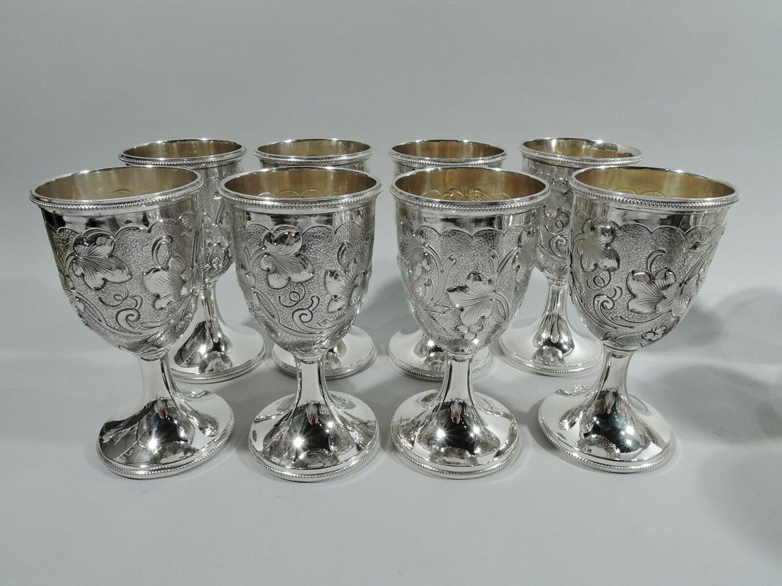 Art Nouveau Goblets Set 8 Wine Water Stemware Barware Austrian 935 Silver: Art Nouveau Goblets Set 8 Wine Water Stemware Barware Austrian 935 Silver Style: Art Nouveau Age: Post-1940 Material: Silver Type: Goblet Brand: Austrian Set of 8 Austrian Art Nouveau 935 silver goble