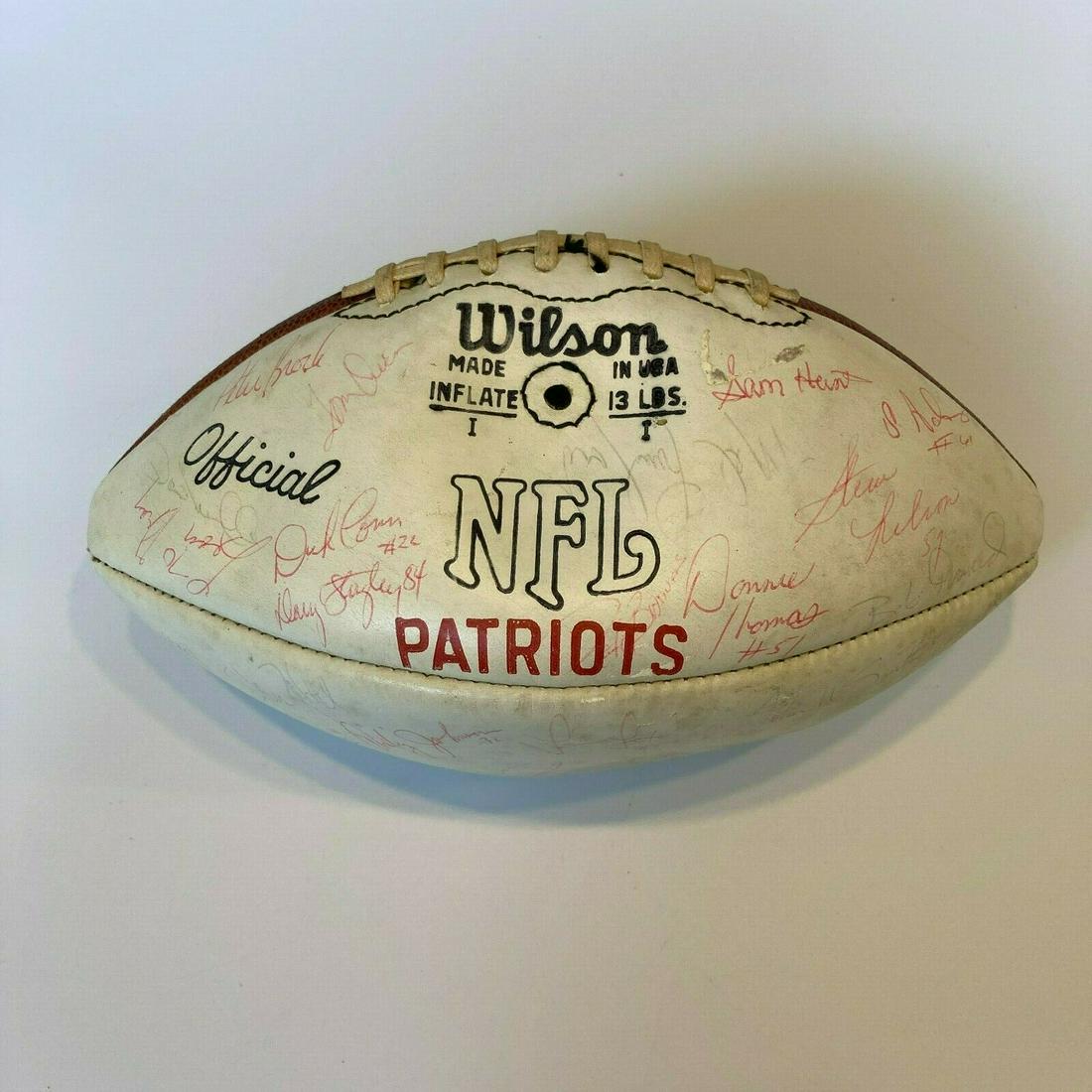 1976 New England Patriots Team Signed Vintage Football With JSA COA: 1976 New England Patriots Team Signed Vintage Football With JSA COA Team: New England Patriots Sport: Football-NFL Autograph Authentication: James Spence Authentication (JSA) Original/Reprint: Origina