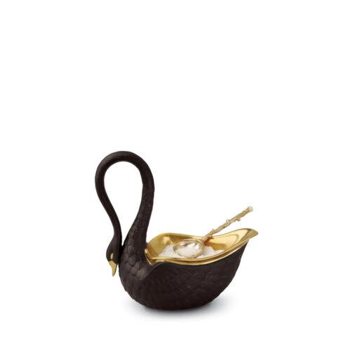 L'OBJET Swan Salt Cellar Black Porcelain and 24K Gold Graceful Modern - SC3001: L'OBJET Swan Salt Cellar Black Porcelain and 24K Gold Graceful Modern - SC3001 "Model: LObjet SC3001 " Style: Modern Material: Brass Porcelain Color: Black Set Includes: Salt Cellar "Brand: LObjet " I