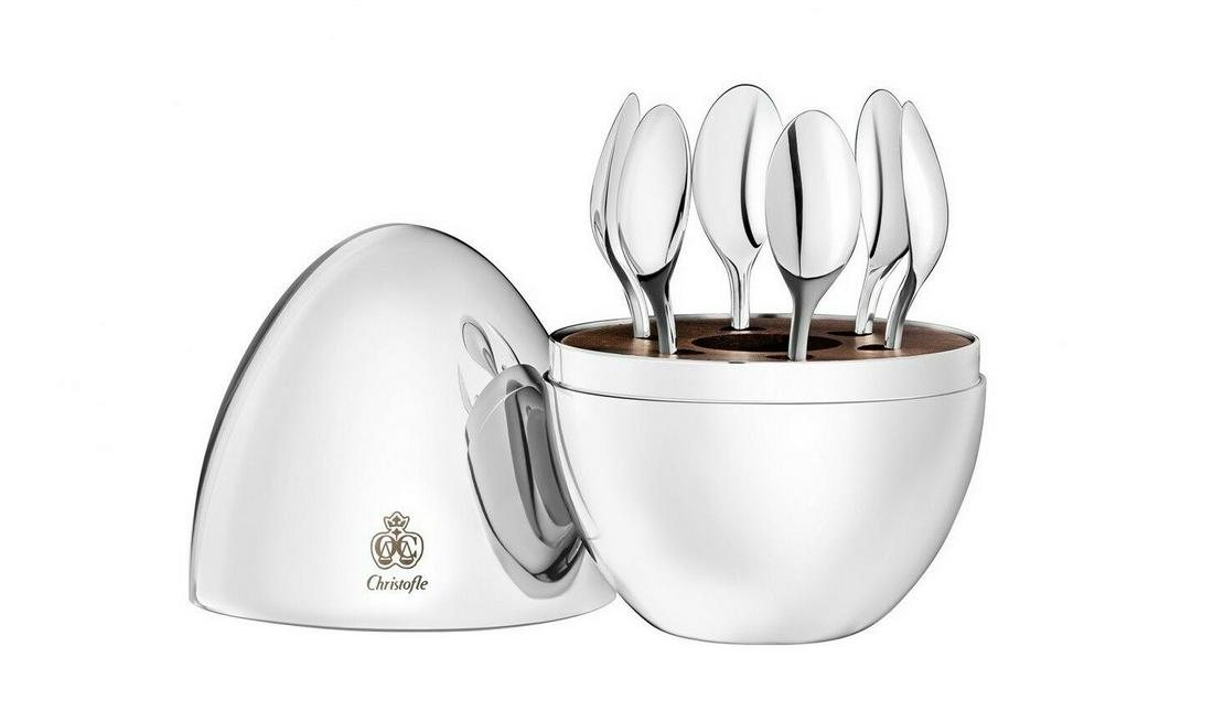 MOOD by Christofle France Set of 6 Silverplate Espresso spoons in Egg chest New: MOOD by Christofle France Set of 6 Silverplate Espresso spoons in Egg chest New Composition: Silverplate Style: Modern Age: Post-1940 Brand: Christofle Pattern: Mood Type: Flatware - Sets Mood by chri