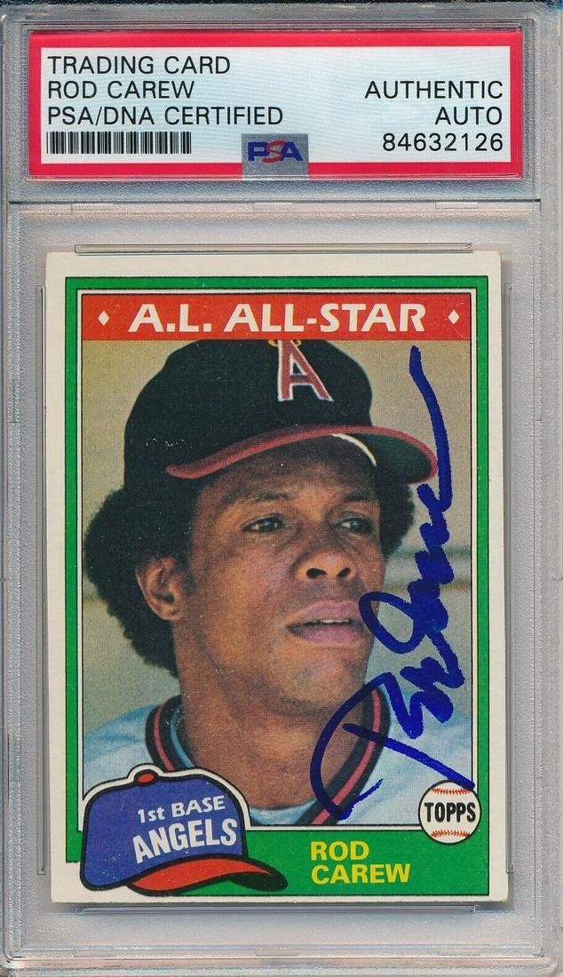 1981 TOPPS #100 ROD CAREW HOF Auto Signed California Angels PSA/DNA: 1981 TOPPS #100 ROD CAREW HOF Auto Signed California Angels PSA/DNA Sport: Baseball-MLB Product: Photo Original/Reprint: Original Team: California Angels Autograph Authentication: PSA/DNA League: MLB 