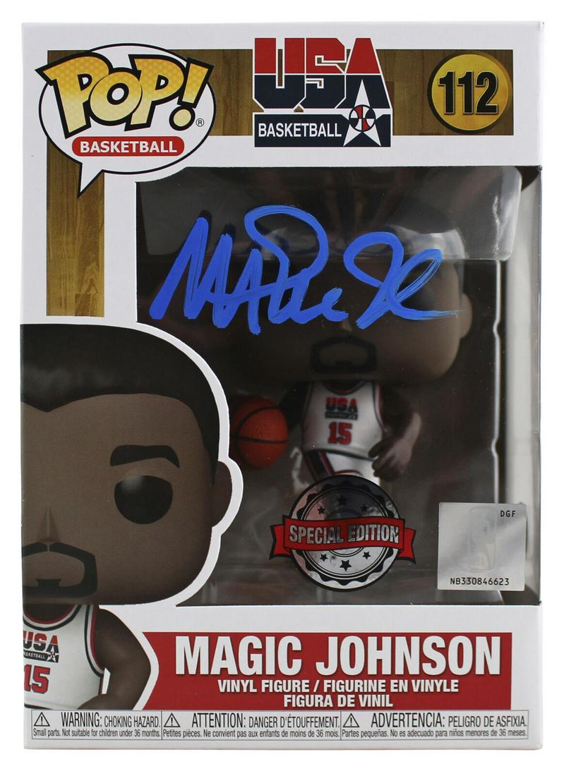 Lakers Magic Johnson Signed Funko Pop Vinyl Figure w/ Blue Sig BAS Wit: Lakers Magic Johnson Signed Funko Pop Vinyl Figure w/ Blue Sig BAS Wit Sport: Basketball-NBA Original/Reprint: Original Player: Magic Johnson Autograph Authentication: Beckett Team: Los Angeles Lakers